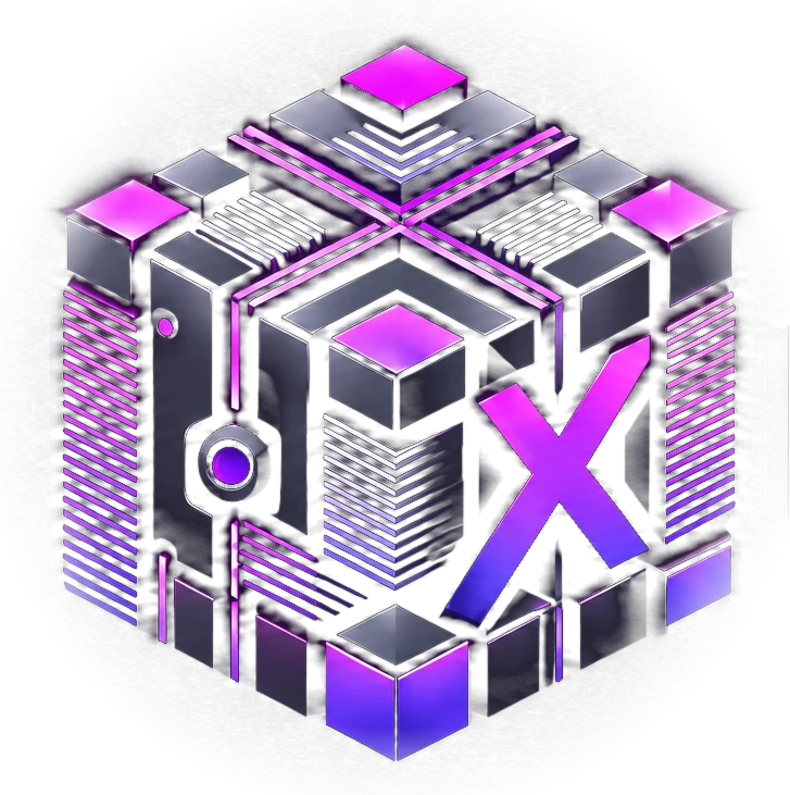 FoundX signature geometric cube in magenta and violet